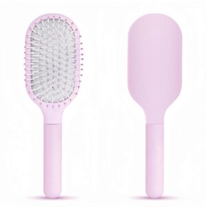 Hair Brush for Women, Detangler Brush Full Sized, Detangling Paddle Pain-free on All Hair Textures, Pink and Light Grey Cushion Base,1 Pack