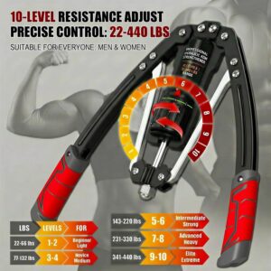 Arm Exercise Equipment Chest Workout – 10 Gears 22-440lb Hydraulic Power
