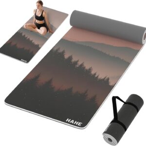 HAHE Yoga Mat Thick (8MM,1/3″), Eco-Friendly POE Non Slip Yoga Mat, High Rebound & Shock Absorption, Anti-Tear & Sweat-Resistant for Yoga, Fitness, Home, Workouts, Large Pilates Mats 72″x24″ with Carrying Strap
