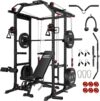 Mikolo K6 2.0 Power Cage, Power Rack with Cable Crossover System, 2000LBS Squat Rack with LAT Pull Down System, Functional Trainer with Aluminum Pulley System for Home Gym