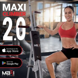 MaxiClimber 2.0 Vertical Climber ERS (Elastic Resistance System) – Easy to Assemble, Folding Exercise Machine Combines Cardio & Strength Training for a Low Impact, Full Body Workout – Free Fitness App