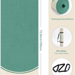 EaseUp 10mm Thick Yoga Mat, 73″×31.5″ Extra Wide, Non-Slip with Strap