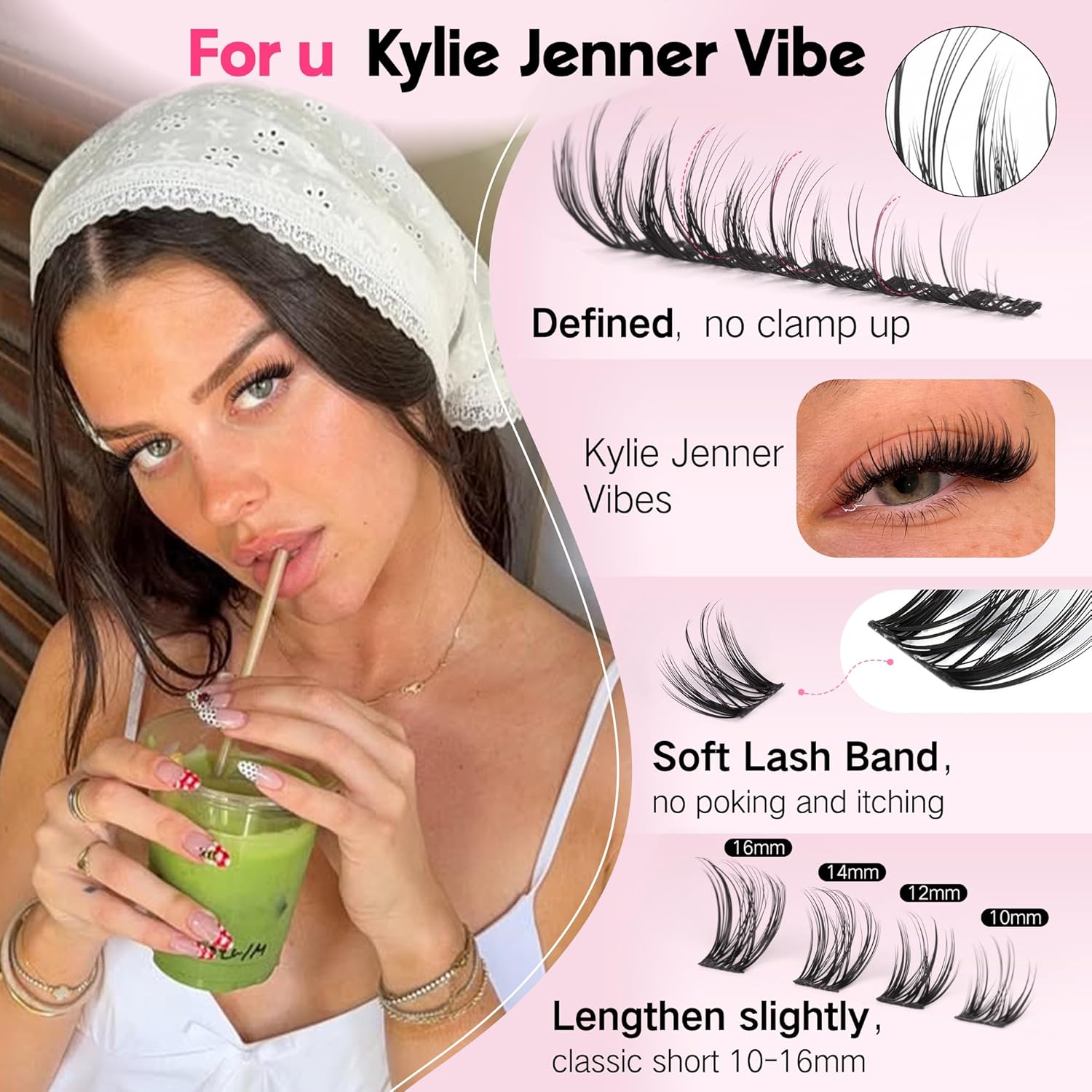 Goddvenus Plush Lash Clusters Kit, Natural Wispy Cluster Eyelash Extensions, Fluffy DIY Lash Extension at Home for Natural Look, D Curl Individual Lashes Kit with Waterproof Bond and Seal - Image 4