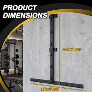 Wall-mounted Gym Accessory Storage Rack, Heavy-duty Steel Lat Pulldown Attachment Organizer, Space-saving T-Bar Design for Home & Commercial Gyms Wall Storage