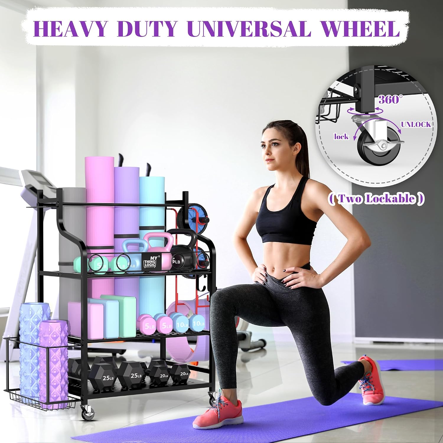 Mythinglogic Home Gym Rack for Dumbbells, Yoga Mats and Workout Equipment - Image 7