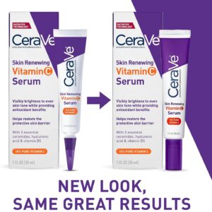 CeraVe Skin Brightening Vitamin C Serum for Face with Hyaluronic Acid, 1oz | Skincare, 10% Pure Vitamin C, Brightening Serum, Ceramides, Antioxidant, Hydrates and Improves Skin Tone & Texture