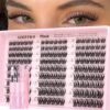 Goddvenus Plush Lash Clusters Kit, Natural Wispy Cluster Eyelash Extensions, Fluffy DIY Lash Extension at Home for Natural Look, D Curl Individual Lashes Kit with Waterproof Bond and Seal